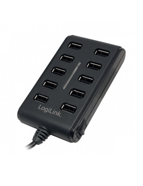 LogiLink UA0125 USB 2.0 10 portos hub, ki/be kapcsolóval