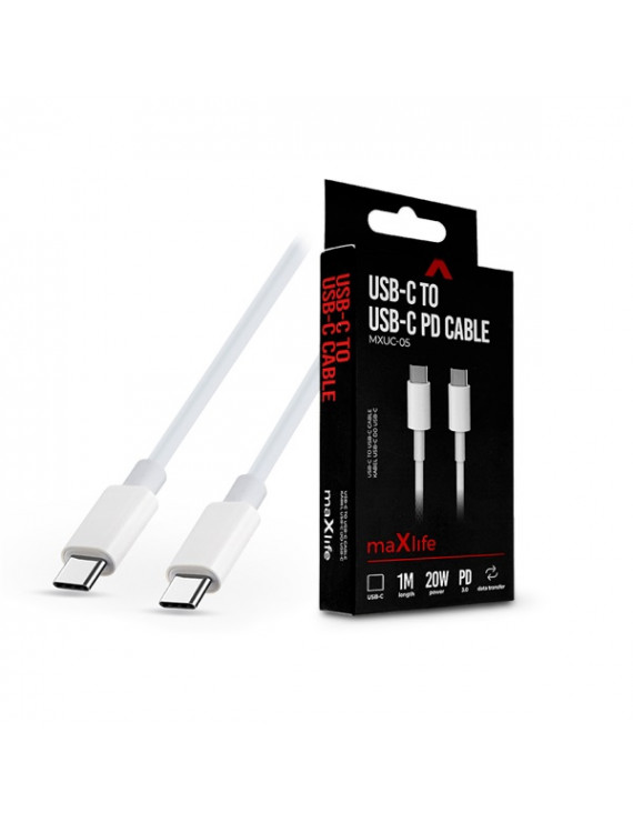 Maxlife TF-0140 Type-C - Type-C 1 m-es vezetékkel PD3.0 Cable - 20W adat- és töltőkábel