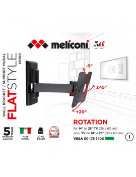 Meliconi FlatStyle ER100 dönthető, forgatható karos VESA 100 TV fali konzol