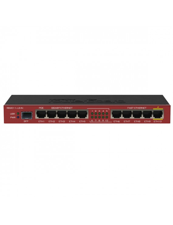 MikroTik RB2011iLS-IN 1x SFP port, 5xLAN, 5xGbit LAN, L4 asztali router