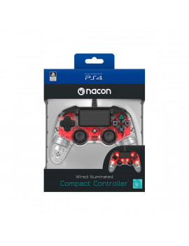 Nacon Compact PS4 átlátszó-halványpiros vezetékes kontroller