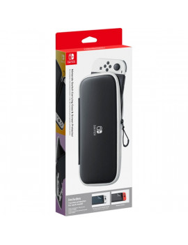 Nintendo Switch OLED fekete/fehér hordtáska és kijelzővédő fólia