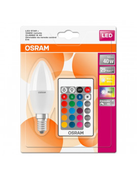 Osram Star+ RGBW/matt búra/5,5W/470lm/2700K/E14 távirányítható LED gyertya izzó