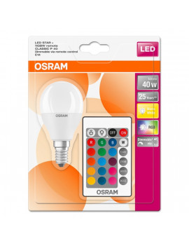 Osram Star+ RGBW/matt búra/5,5W/470lm/2700K/E14 távirányítható LED kisgömb izzó