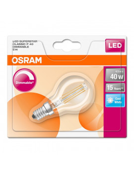 Osram Superstar átlátszó üveg búra/4,5W/470lm/4000K/E14  szabályozható LED kisgömb izzó