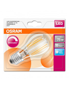 Osram Superstar átlátszó üveg búra/8,5W/1055lm/4000K/E27  szabályozható LED körte izzó