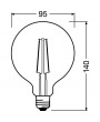 Osram Vintage átlátszó üveg búra/4,5W/420lm/2500K/E27/140mm LED gömb izzó