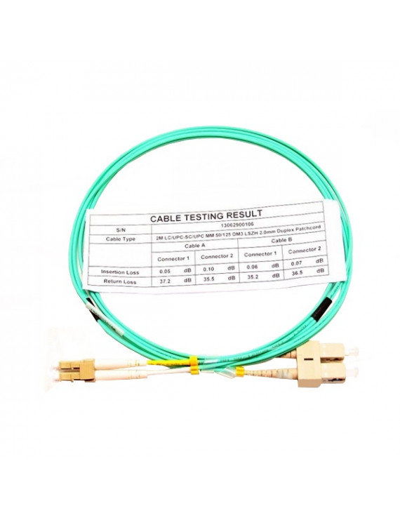 Optic 2m LC/UPC - SC/UPC MM 50/125 OM3 LSOH DLX Optikai Patch kábel
