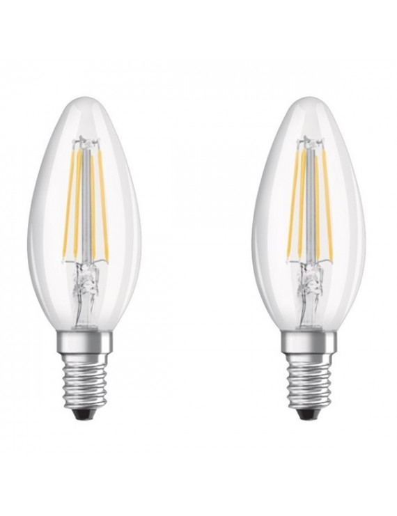 Osram Base átlátszó üveg búra/4W/470lm/2700K/E14 LED gyertya izzó 2 db