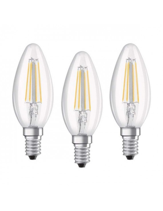 Osram Base átlátszó üveg búra/4W/470lm/2700K/E14/dobozos LED gyertya izzó 3 db