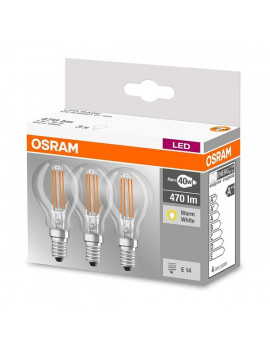 Osram Base átlátszó üveg búra/4W/470lm/2700K/E14 LED kisgömb izzó 3 db