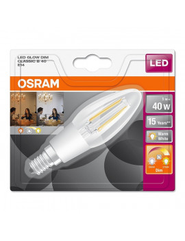 Osram Star+ GLOWdim átlátszó üveg búra/4,5W/470lm/2700K/E14 szabályozható LED gyertya izzó