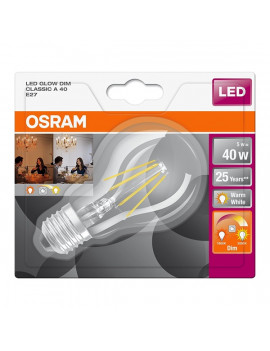 Osram Star+ GLOWdim átlátszó üveg búra/4,5W/470lm/2700K/E27 szabályozható LED körte izzó