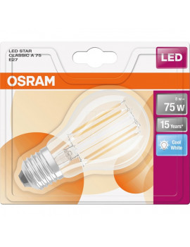 Osram Star átlátszó üveg búra/7,5W/1055lm/4000K/E27 LED körte izzó