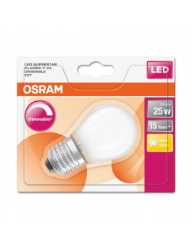 Osram Superstar 2,5 W/827 25 E27 250 lumen opál szabályozható LED kisgömb izzó