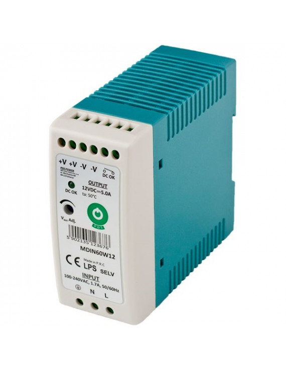 POS POWER MDIN60W12 12V/5A 60W DIN sínre szerelhető LED tápegység