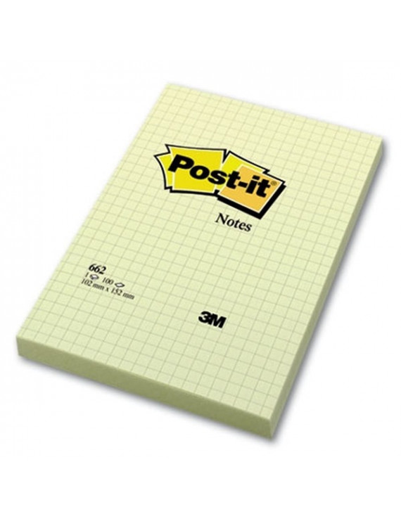 Post-it 102x152mm kockás öntapadós sárga jegyzettömb