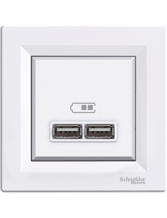 Schneider EPH2700221 ASFORA 2.1A/A+A/fehér dupla USB töltő