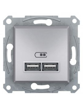 Schneider EPH2700261 ASFORA 2.1A/A+A/alumínium dupla USB töltő