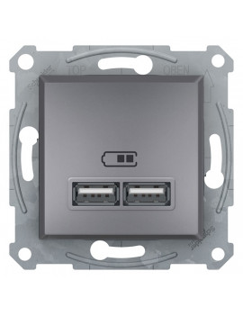 Schneider EPH2700262 ASFORA 2.1A/A+A/acél dupla USB töltő