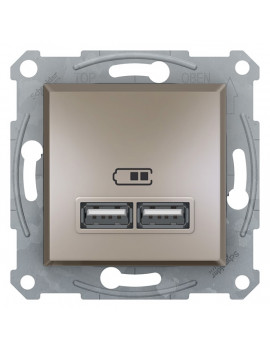 Schneider EPH2700269 ASFORA 2.1A/A+A/bronz dupla USB töltő