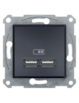 Schneider EPH2700271 ASFORA 2.1A/A+A/antracit dupla USB töltő