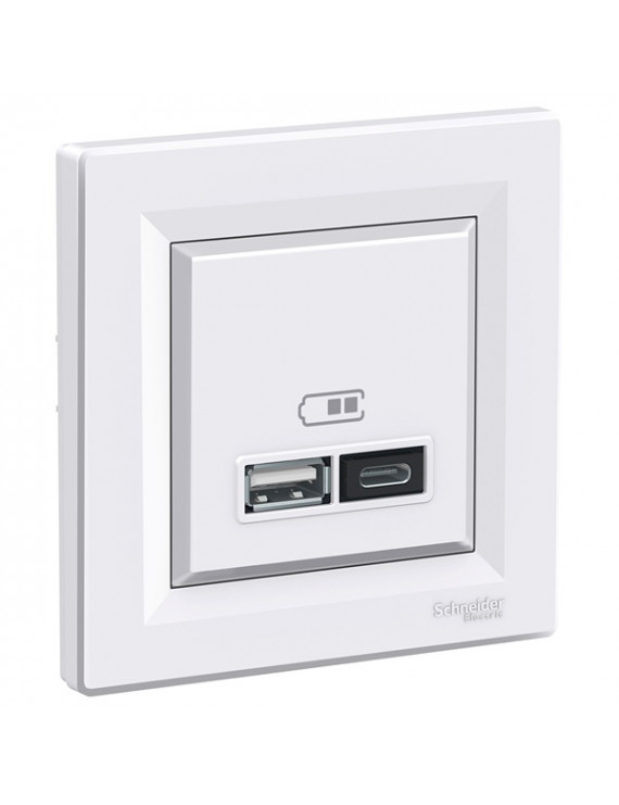 Schneider EPH2700321 ASFORA 2,4A/A+C/fehér dupla USB töltő