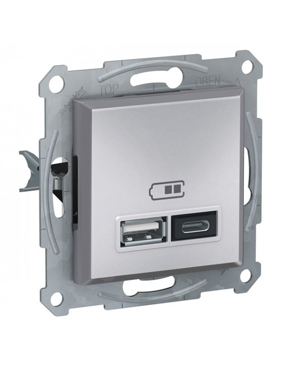Schneider EPH2700361 ASFORA 2,4A/A+C/alu dupla USB töltő