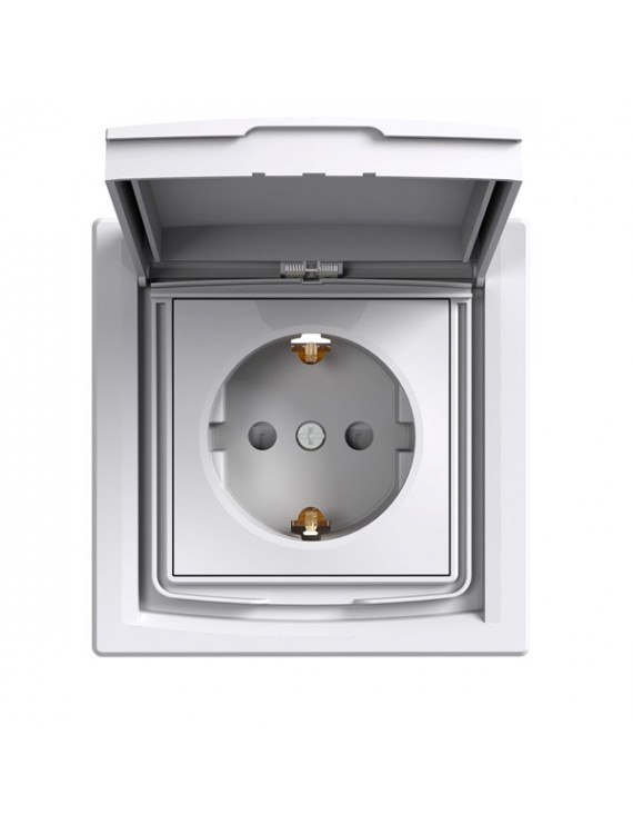 Schneider EPH3100321 ASFORA GYV/csapfedeles/IP44/kerettel/fehér 2P+F csatlakozóaljzat
