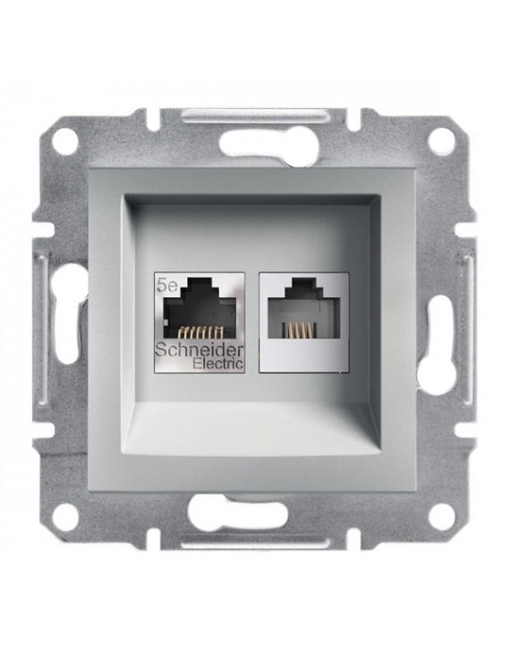 Schneider EPH4900161 ASFORA alumínium RJ45 Cat5e UTP + RJ12 aljzat