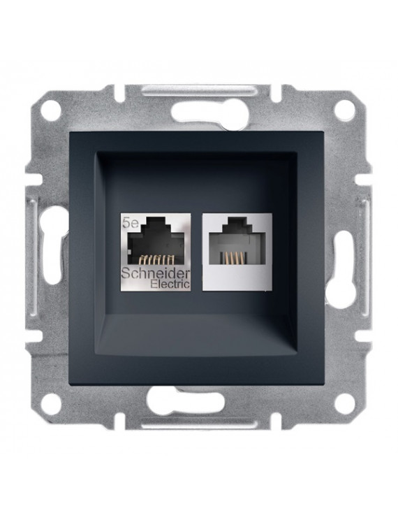 Schneider EPH4900171 ASFORA antracit RJ45 Cat5e UTP + RJ12 aljzat