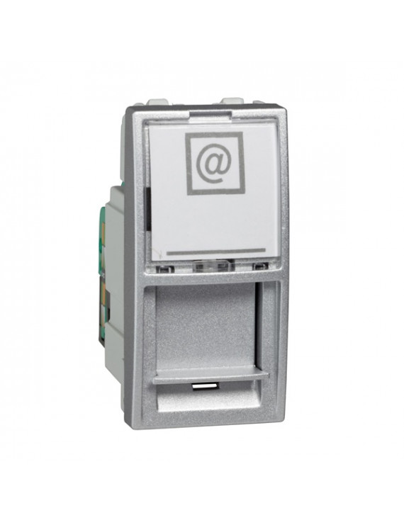Schneider MGU3.410.30 Unica 1xRJ45/Cat5e/rög.keret nélkül/1 modulos/alumínium UTP aljzat