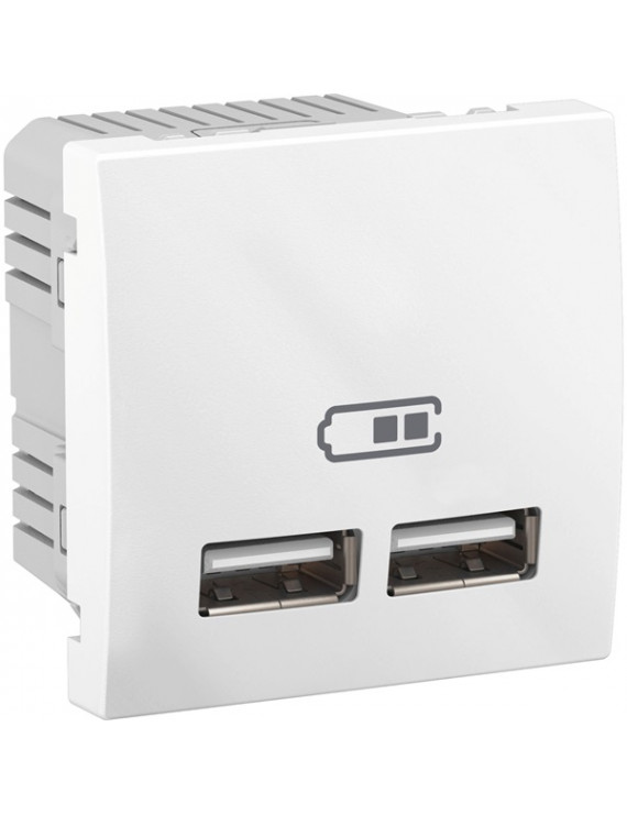 Schneider MGU3.418.18 Unica rög.keret nélkül/2 modulos/2,1A/fehér dupla USB töltő