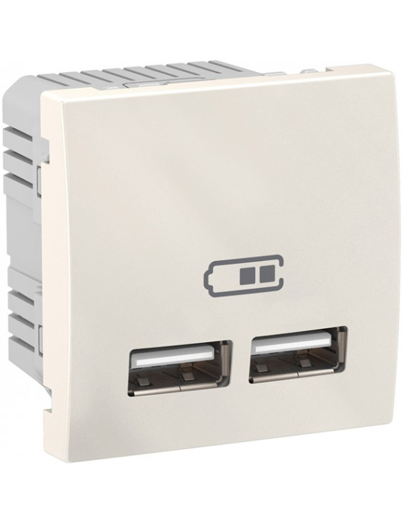 Schneider MGU3.418.25 Unica rög.keret nélkül/2 modulos/2,1A/krém dupla USB töltő