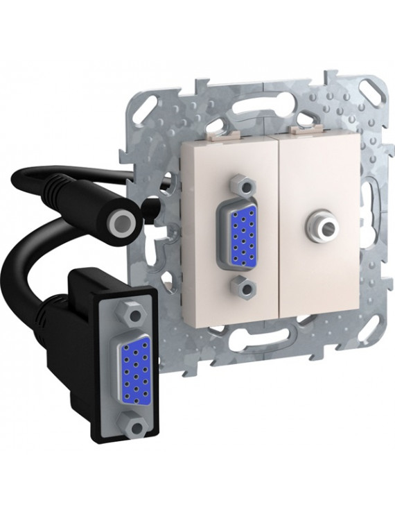 Schneider MGU5.932.25ZD Unica krém HD15 + Mini Jack 3,5mm csatlakozó