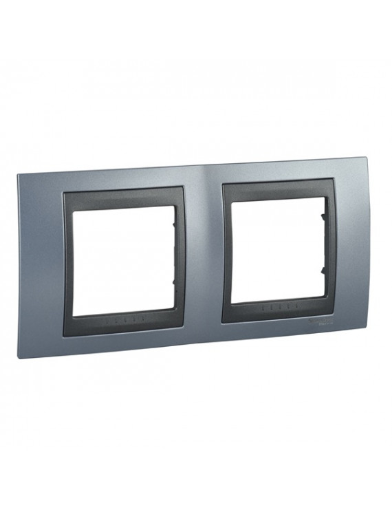 Schneider MGU66.004.298 Unica Top grafit betéttel selymes kék vízszintes kettes keret