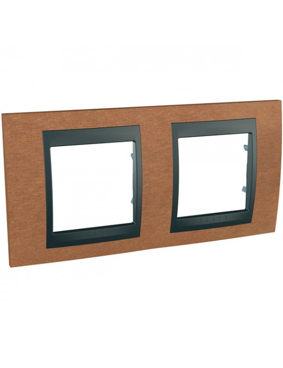 Schneider MGU66.004.2M2 Unica Top grafit betéttel cseresznye fa vízszintes kettes keret