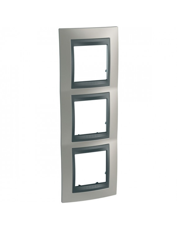 Schneider MGU66.006.239 Unica Top grafit betéttel selymes nikkel vízszintes hármas keret