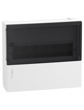 Schneider MIP12112S MINI PRAGMA 1x12 modul/PEN sín/füstszínű átlátszó ajtó/fehér falon kívüli kiselosztó