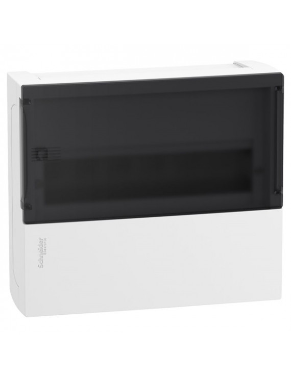 Schneider MIP12112S MINI PRAGMA 1x12 modul/PEN sín/füstszínű átlátszó ajtó/fehér falon kívüli kiselosztó
