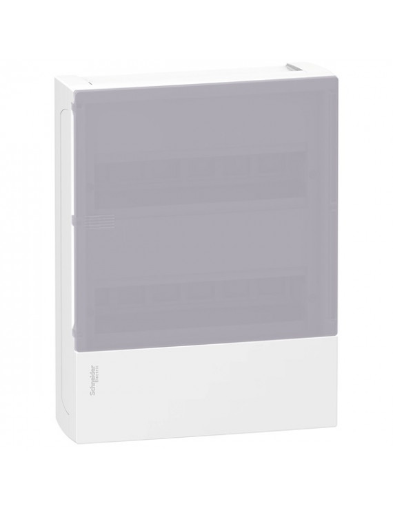 Schneider MIP12212T MINI PRAGMA 2x12 modul/PEN sín/tejüveg/átlátszó ajtó/fehér falon kívüli kiselosztó