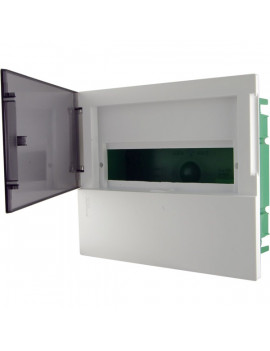 Schneider MIP22112S MINI PRAGMA 1x12 modul/PEN sín/füstös hatású átlátszó ajtó/fehér komplett süllyesztett kiselosztó
