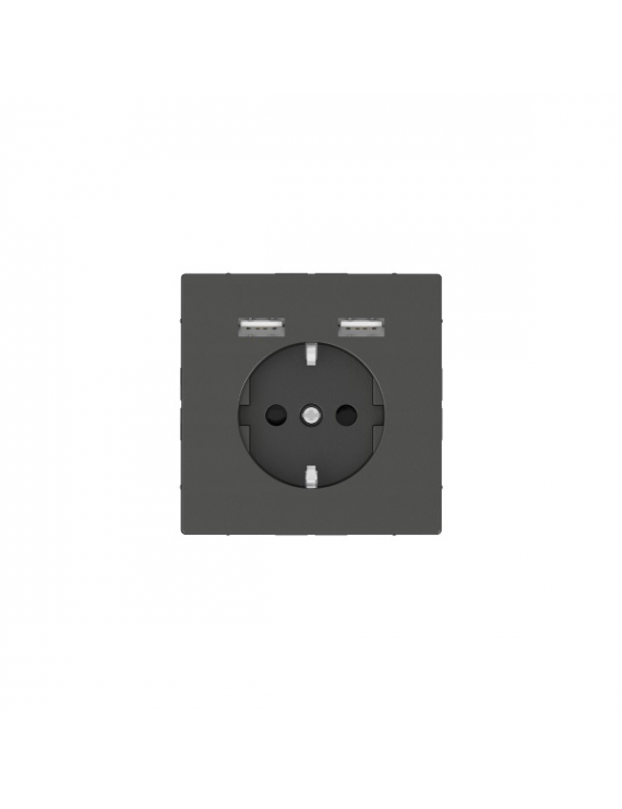 Schneider MTN2366-6034 MERTEN D-Life dupla USB töltővel/16A /2.4A/antracit 2P+F aljzat