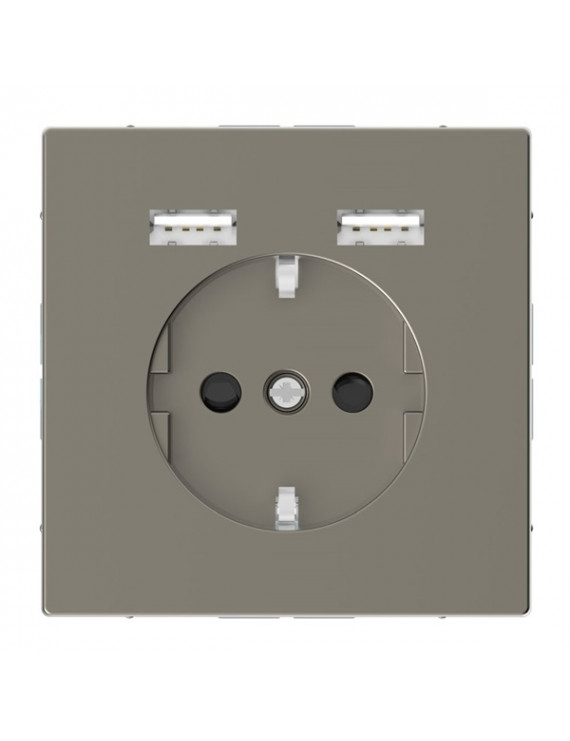 Schneider MTN2366-6050 MERTEN D-Life dupla USB töltővel/16A /2.4A/nikkel 2P+F aljzat