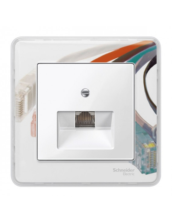 Schneider MTN296219 MERTEN System-M 1xRJ45 aljzathoz/döntött/polárfehér fedlap