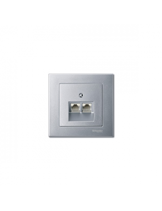 Schneider MTN298060 MERTEN System-M 2xRJ45 aljzathoz/döntött/alumínium fedlap