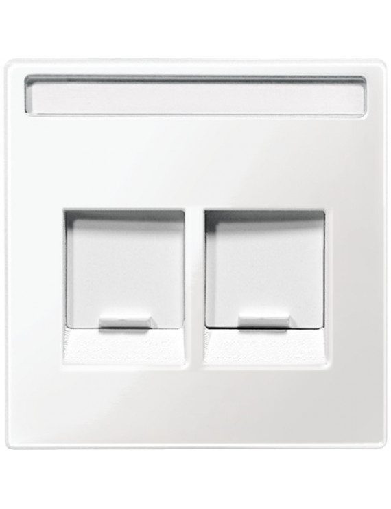 Schneider MTN4564-0319 MERTEN System-M moduláris betétekhez/feliratozható/2xRJ45/polárfehér fedlap