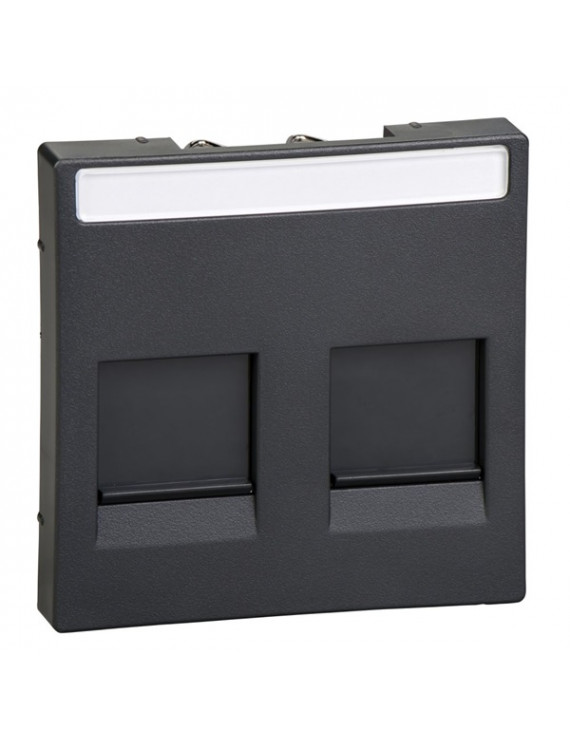 Schneider MTN4564-0414 MERTEN System-M moduláris betétekhez/feliratozható/2xRJ45/antracit fedlap