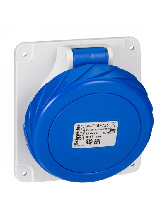 Schneider PKF16F725 PRATIKA 3P+N+F/9h/16A/250V/IP67/csavaros/panelre szerelhető döntött aljzat
