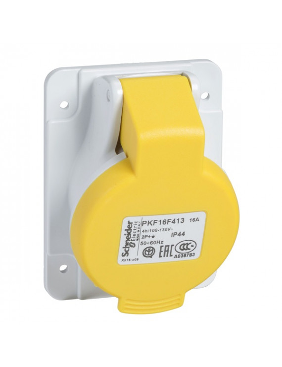 Schneider PKF32F413 PRATIKA 2P+F/4h/32A/130V/IP44/csavaros/panelre szerelhető döntött aljzat